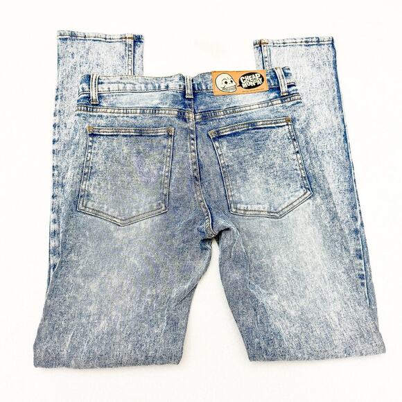 Cheap Monday Acid Wash Denim Tight Skin Used Straight Jeans Zip Fly Size 29 / 32 - Picture 5 of 8